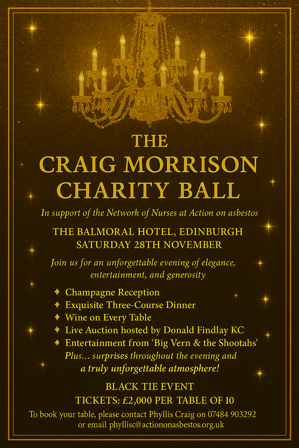 Action on Asbestos charity ball poster.